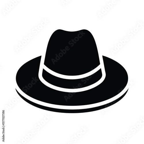 Hat With Brim Outline Vector Illustration