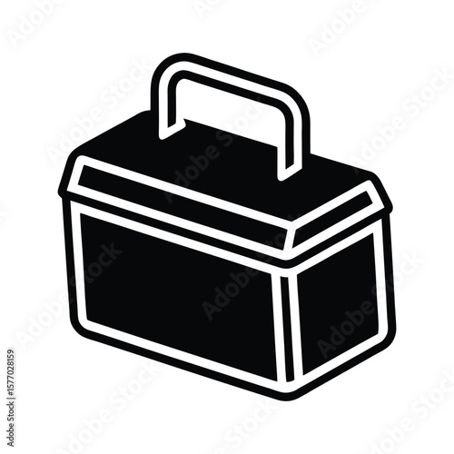 Lunchbox With Handle Outline Vector Illustration