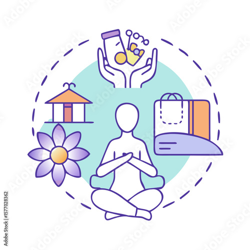 Holistic wellness and self care concept with meditation and lifestyle elements