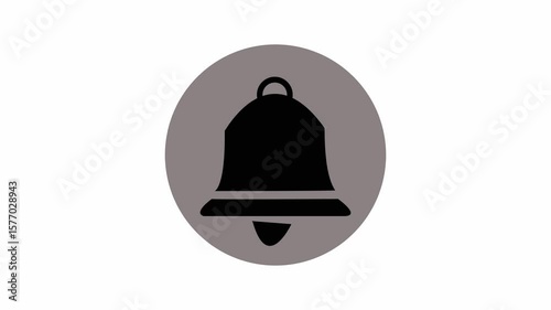 Simple black bell icon on a pink , white,  green background, symbolizing notifications and alerts. 4K
