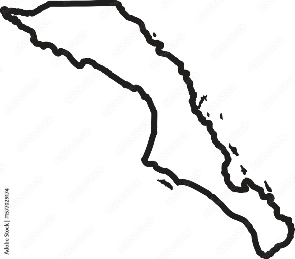 Baja California Sur (United Mexican States, Mexico, federal republic) map vector illustration, scribble sketch Estado Libre y Soberano de Baja California