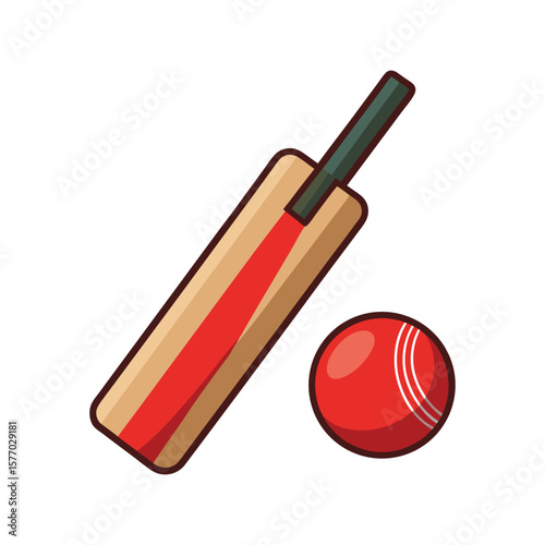 Cricket bat and ball illustration