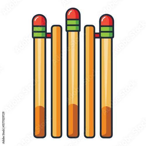 Five lit matches standing together with red heads