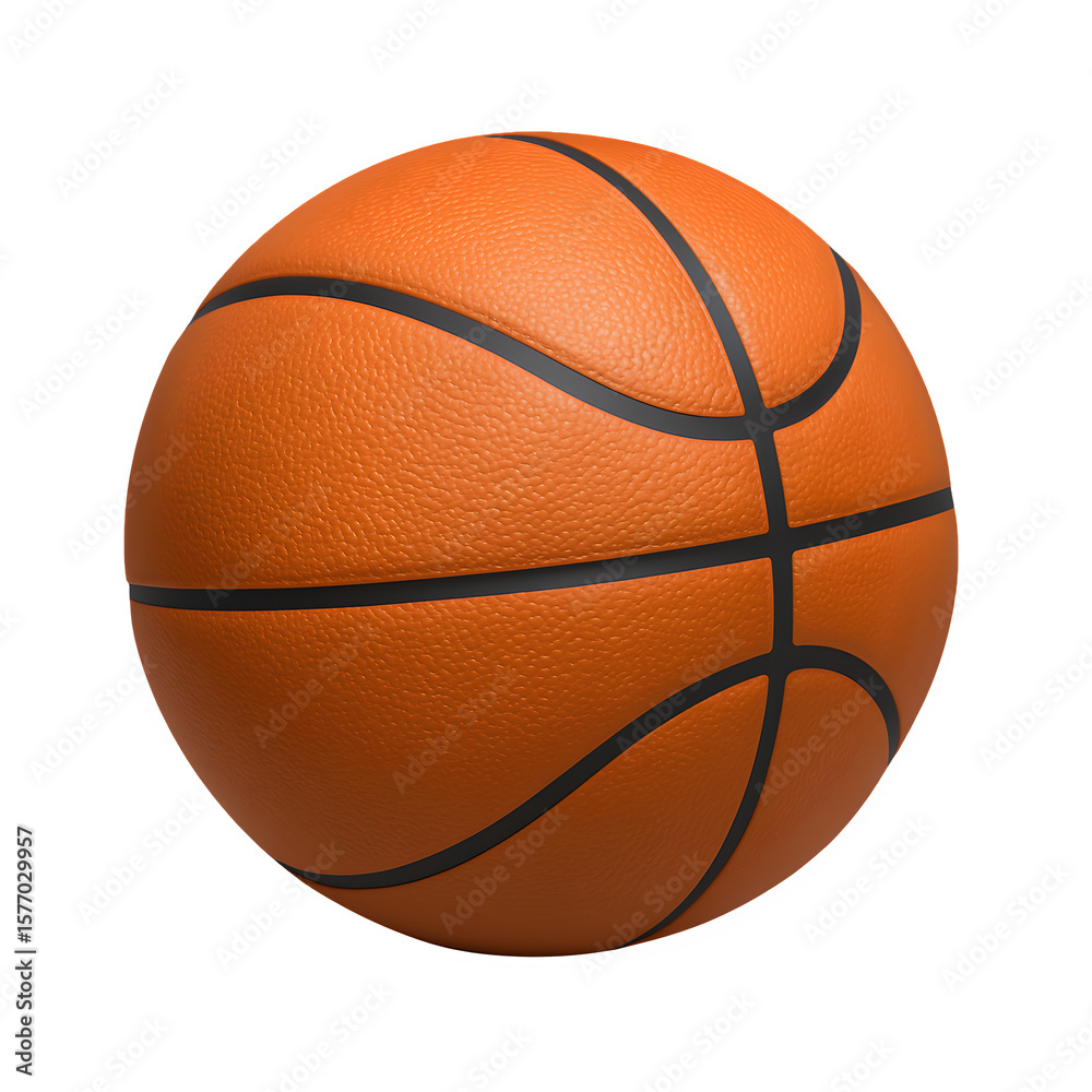 Fototapeta premium Detailed realistic orange basketball with black lines isolated on transparent background
