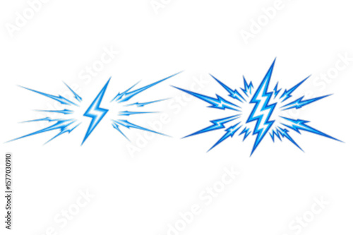 Dynamic lightning bolt graphic with radiating energy lines creates a powerful design element suitable for icons and branding purposes.