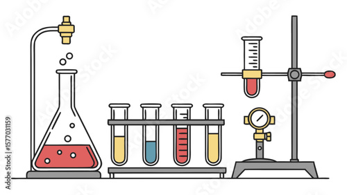 Science lab equipment vector illustration featuring beakers test tubes and other scientific laboratory tools