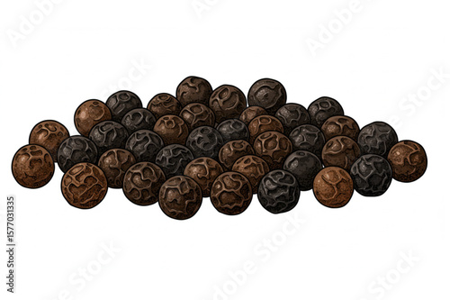 A flavorful black peppercorn design element, perfect for culinary projects, spice branding, and food related designs with strong detail.