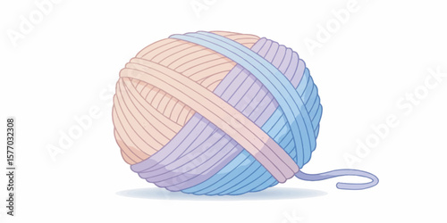 Pastel Ball of Yarn Vector with Clean Lines and Subtle Texture