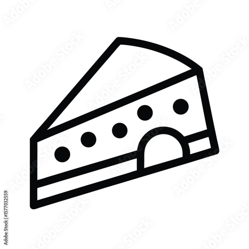 Cheese Wedge Outline Vector Illustration