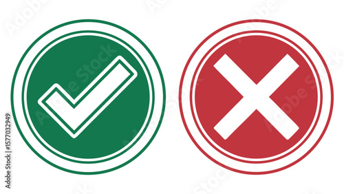 Green checkmark and red cross icons for yes/no or accept/cancel web buttons