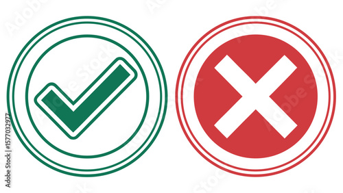 Green checkmark and red cross icons for yes, no, ok, and cancel button symbols