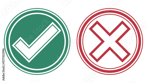 A set of isolated yes and no checkmark vector icons for web and graphic design