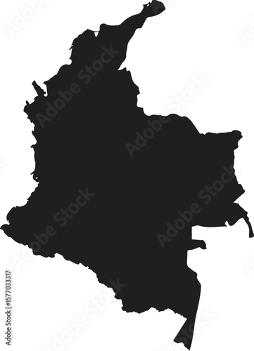 National flag of Colombia in the country silhouette. Colombian state ensign. Horizontal tricolour of yellow, blue and red. Republic in South America.