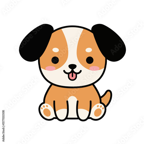 Adorable cartoon puppy illustration showcasing a playful animal friend with a sweet expression, perfect for children's books and heartwarming designs.
