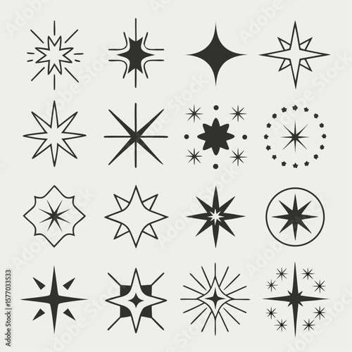 A versatile black and white vector set of decorative Christmas snowflakes and stars, perfect for winter holiday designs