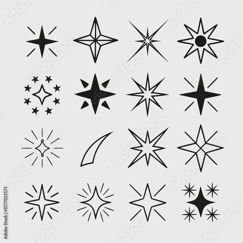 A seamless vector pattern of black and white stars and snowflake icons, perfect for winter holiday and Christmas designs