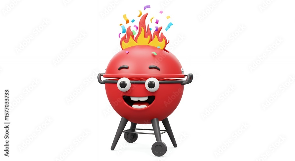 Fototapeta premium Cartoon grill image for summer party