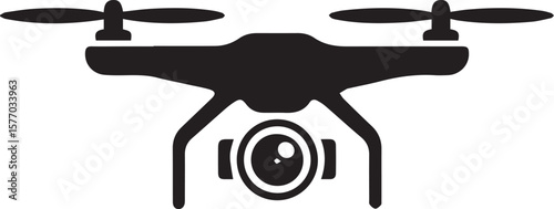 High-angle silhouette shot of a drone equipped with a camera