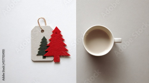 Christmas themed flat lay with a cup of drink