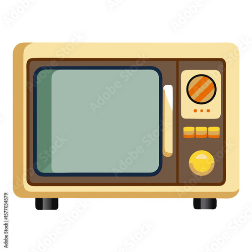 Microwave oven vector, ideal for kitchen UI kits, food warming visuals, or appliance sets.