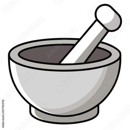 A vector mortar and pestle, used in spice grinding or traditional cooking visuals.