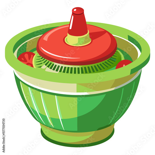 A salad spinner in vector format, ideal for food washing and healthy eating scenes.
