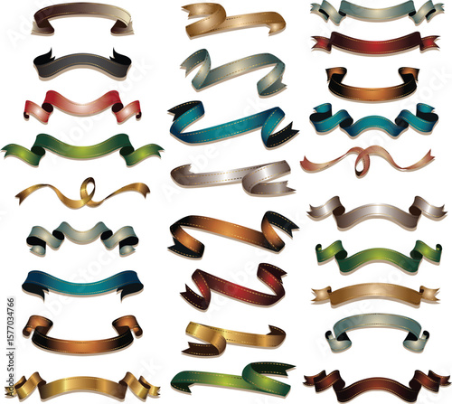 A collection of vintage vector ribbons and banners with blank spaces for text or design, perfect for awards, celebrations, or as decorative elements
