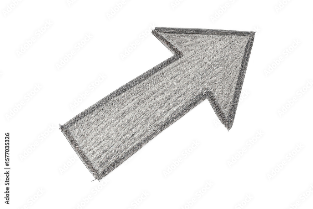 Obraz premium Gray arrow pointing up and to the right with transparent background, ideal for indicating direction or progress
