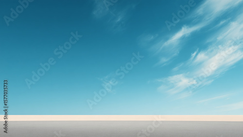 Minimalist Terrace with Ocean View at Sunrise