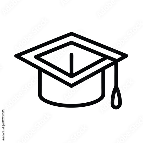 Graduation Cap Outline Vector Illustration