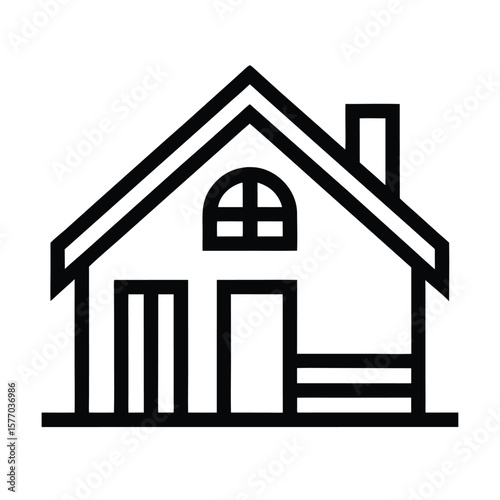 House Outlined In Bold Vector Illustration