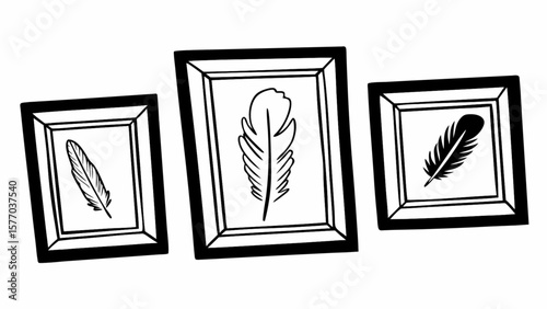 Framed feather wall art decor prints modern minimalist home interior design gallery wall ideas inspiration