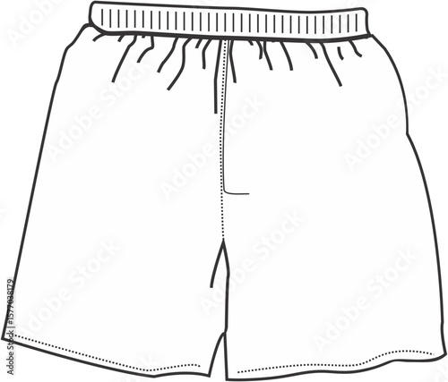 White shorts illustration with elastic waistband, perfect for fashion design mockups and apparel concepts.