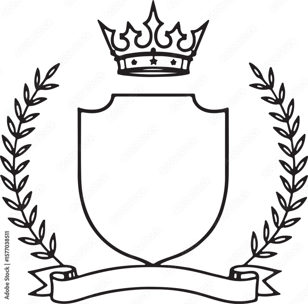 Obraz premium Shield & Stock black silhouette design vector: