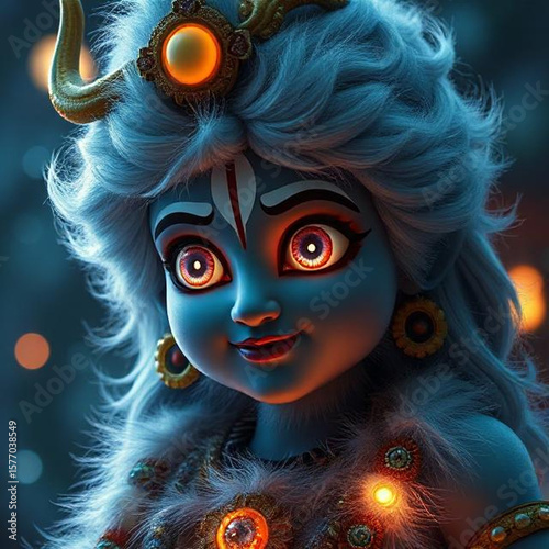 El Señor Krishna Hermoso en la Noche Iluminada