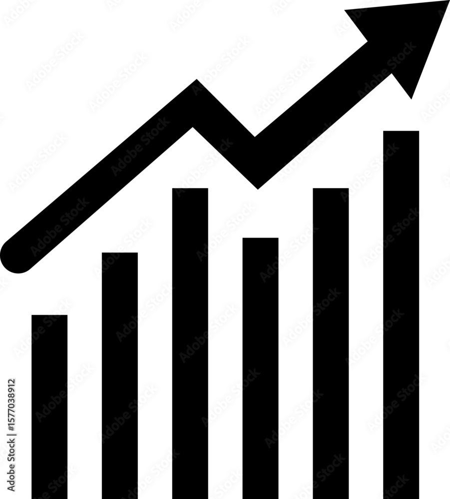 Growing Graph icon.A dynamic illustration featuring a rising chart with arrow, business bar sign, and progress bar symbol, representing success and profit growth. Ideal for apps, websites. Growing Graph icon.A dynamic illustration featuring a rising chart with arrow, business bar sign, and progress bar symbol, representing success and profit growth. Ideal for apps, websites.