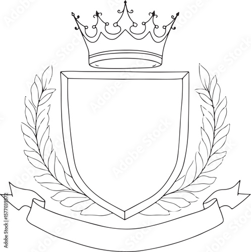 Shield & Stock black silhouette design vector: