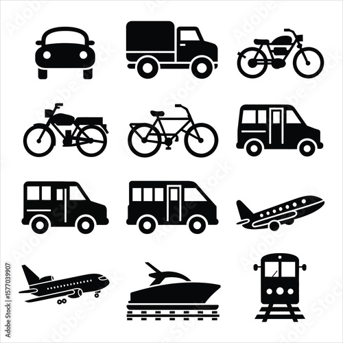 Diverse transportation vehicles and modes of travel truck motorcycle