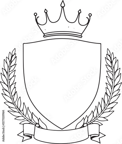 Shield & Stock black silhouette design vector: