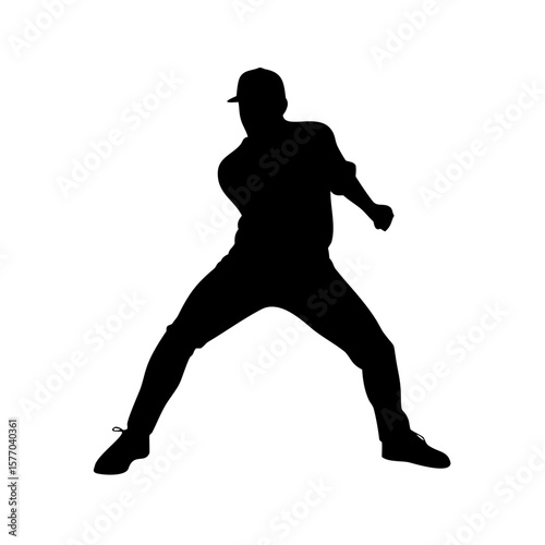 Baseball Player Silhouette Vector – Wide Stance Athletic Sports Design