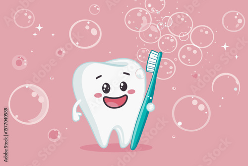 Cute Tooth Brushing Cartoon for Dental Hygiene Education