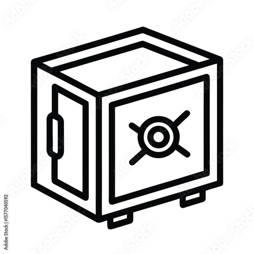 Safe Box Outline Vector Illustration