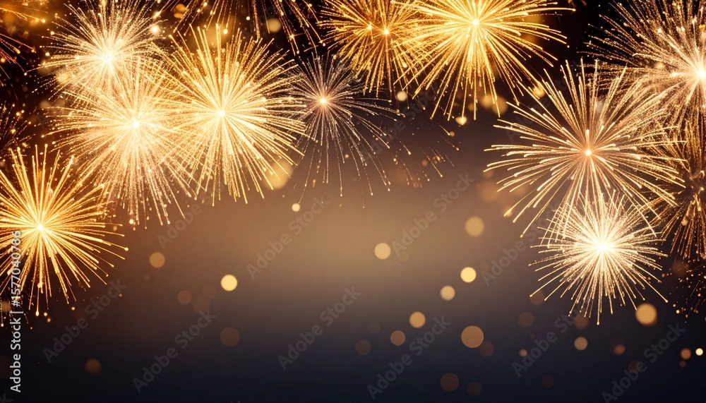 Naklejka premium Bright, colorful fireworks explode in the night sky, celebrating a festive holiday event