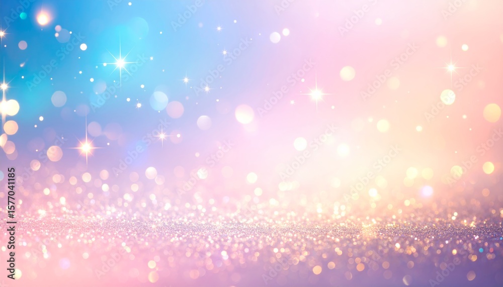 Fototapeta premium Bright holiday background with sparkling gold stars and abstract blurred bokeh