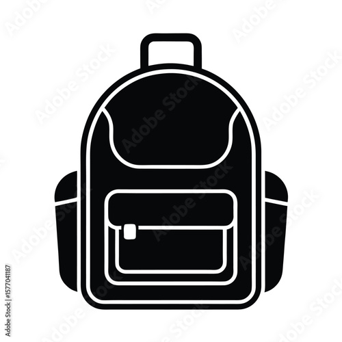 School Backpack Outline Vector Illustration