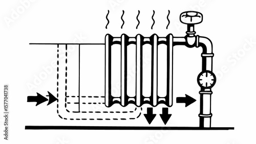 Radiator heating system diagram illustration for home heating and plumbing solutions and maintenance tips