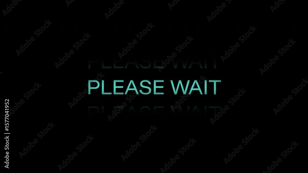 Please Wait Text in scrolling text animation style with glowing green letters. Eye-catching and modern look, ideal for digital media or tech-themed designs.