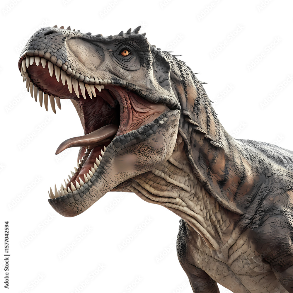 Fototapeta premium A Majestic Tyrannosaurus Rex A CloseUp Rendering of a Prehistoric Apex Predator isolated on transparent background