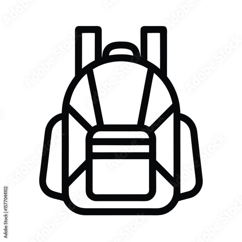 Backpack With Straps Outline Vector Illustration