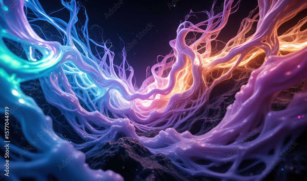 Obraz premium A computer generated image of a blue and pink wave.